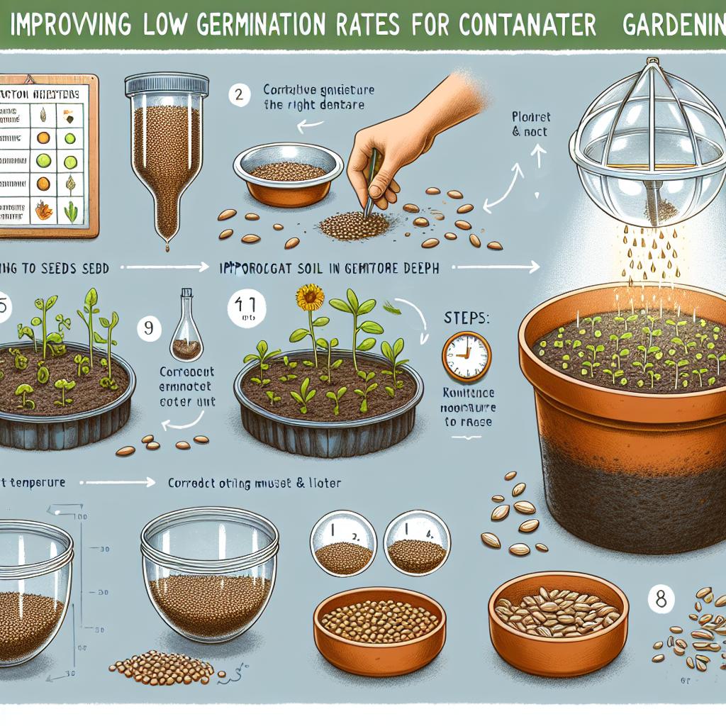 Container Gardening: 3. How to improve low germination rates in indoor seeds. No text.
